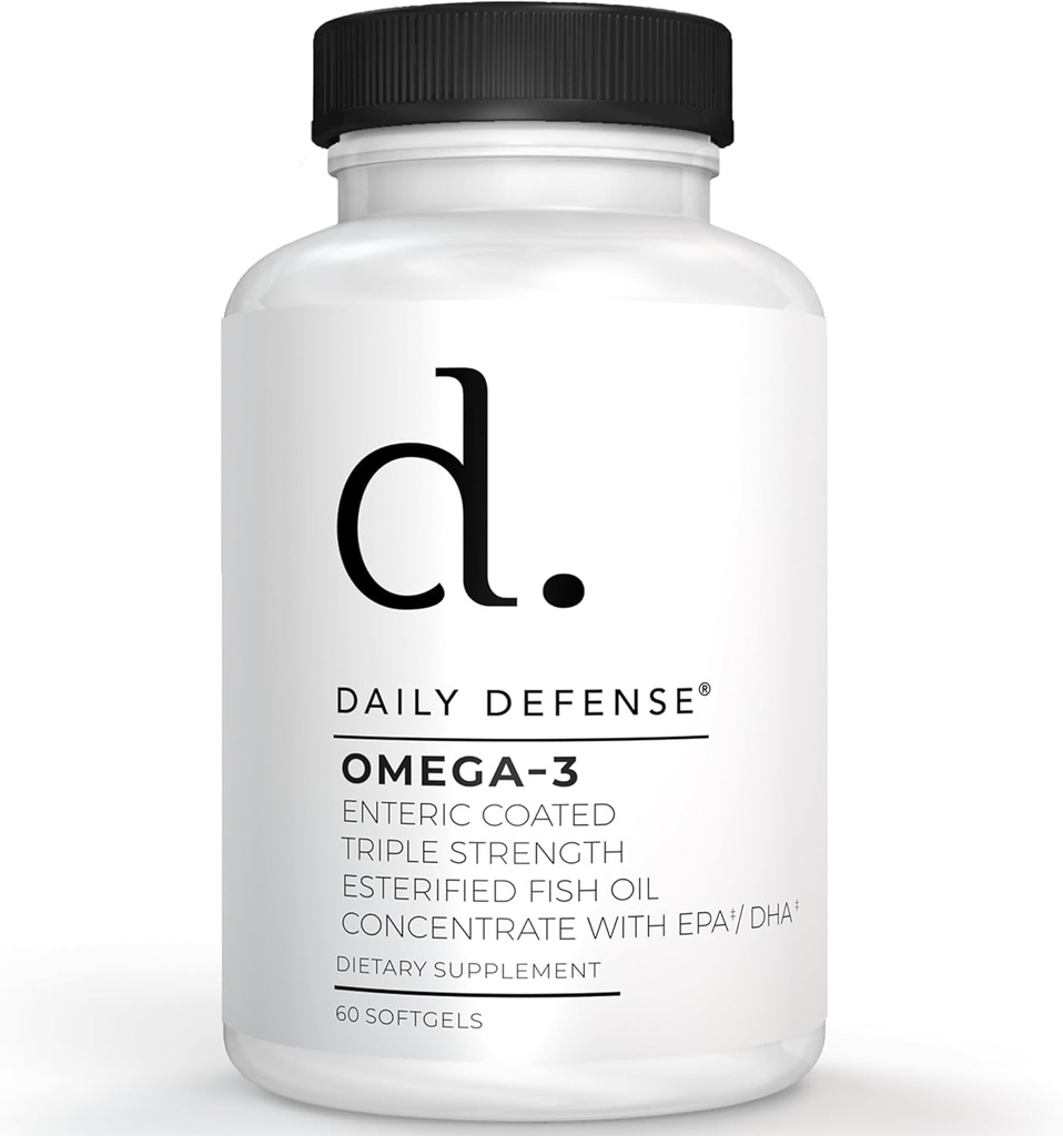 Omega 3 Fish Oil 1000mg Suplemento - Omega 3 DHA EPA Suplemento para Hombres &amp; Mujeres por la piel, uñas, cognitivo, & Heart Support - 60 Enteric Coated Fish Oil Softgels, hecho en los EE.UU.