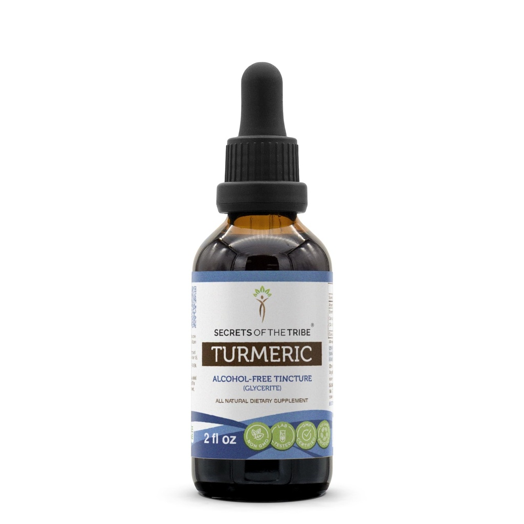 Turmeric Tincture Alcohol-Free Extract, Turmeric (Curcuma Longa) Dried Root Tincture Supplement 2 oz