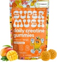 SuperMush Daily Creatine Gummies con Cordyceps - Daily Superfood - Sugar Free Creatine Monohydrate Suplemento para la fuerza, el foco y la recuperación – Vegan Gummy Fórmula, Mango Flavor, oferta de 20 días