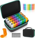 Organizador mensual de píldoras 3X al día con 7 días de medicina de viaje Organizing Bag, Caja de píldoras de medicina con 32 Compartimientos diarios, 31 Day Pill Holder 30 Day Pill Case for Vitamin, Supplement and Medication