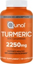 Curcumina de Turmérica Qunol con Pepper Negro, 2250mg Extracto Turmérico con Curcuminoides 95%, Suplemento Turmérico de Fuerza Extra, Absorción Mejorada, Suplemento de Apoyo Conjunto, 150 cápsulas vegetarianas
