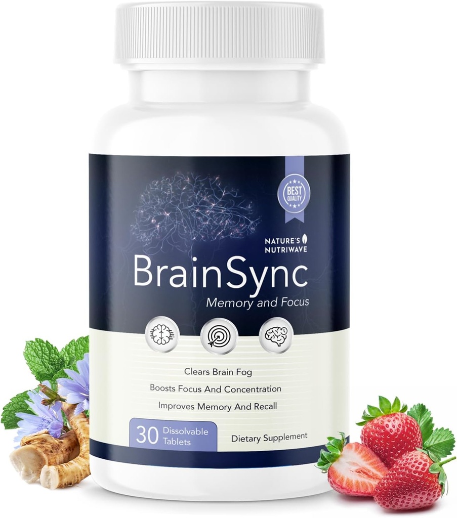 BrainSync Probiotic Supplement – Supports Daily Wellness & Gut-Brain Balance – 3.6 Billion CFU – 30 Dissolvable Tablets, 1 Month Supply