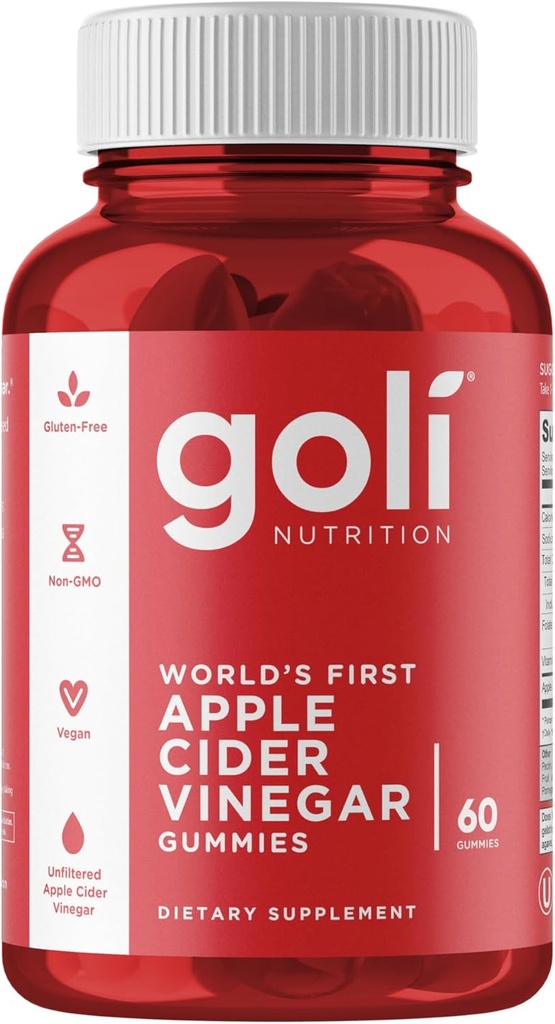 Goli Apple vinagre vinagre vitaminas - 60 cuenta - Vitamina B12, sin gelatina, libre de gluten, vegano y no GMO