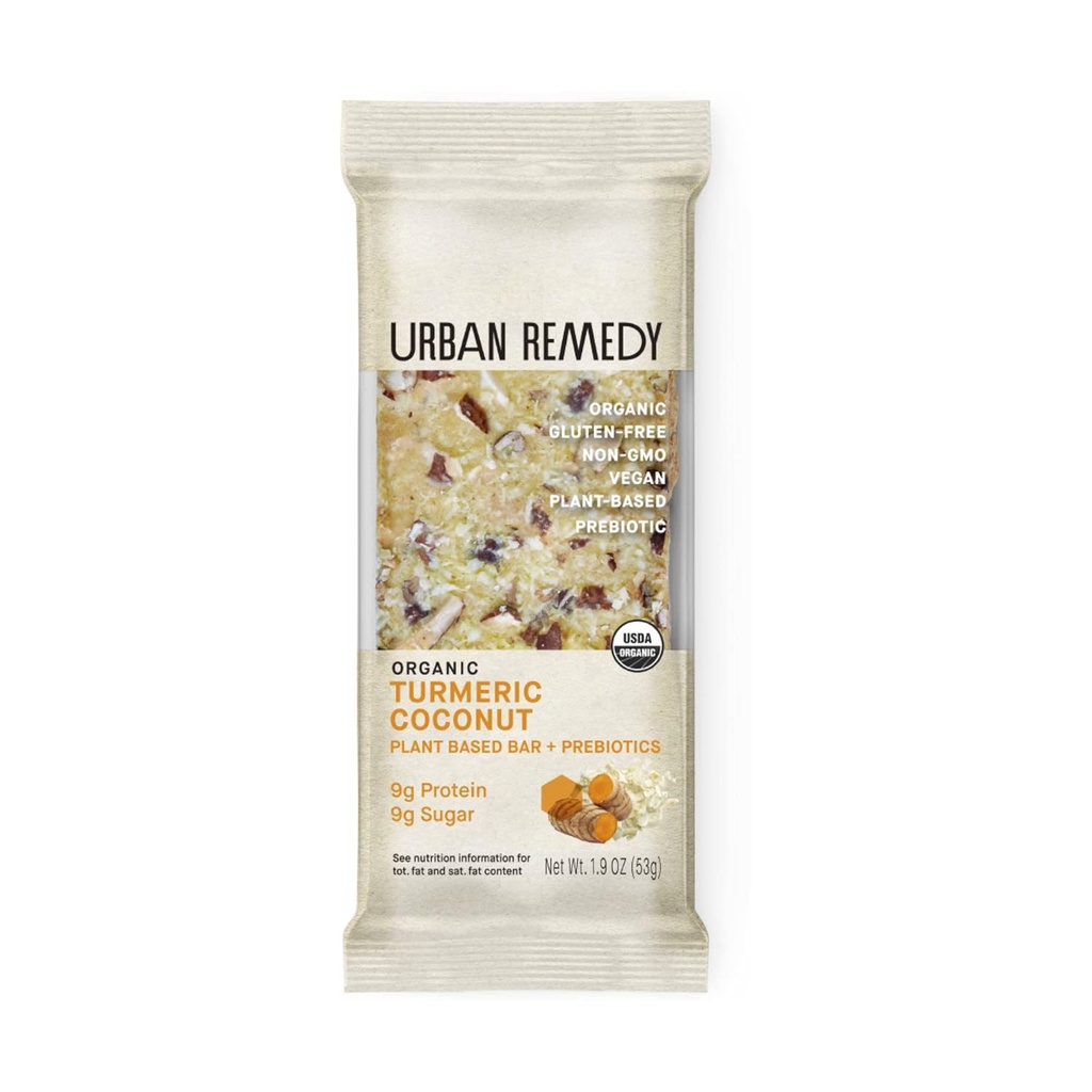 Urban Remedy Organic Golden Turmeric Plant Protein Bar + Prebiotics, 1.9 Oz