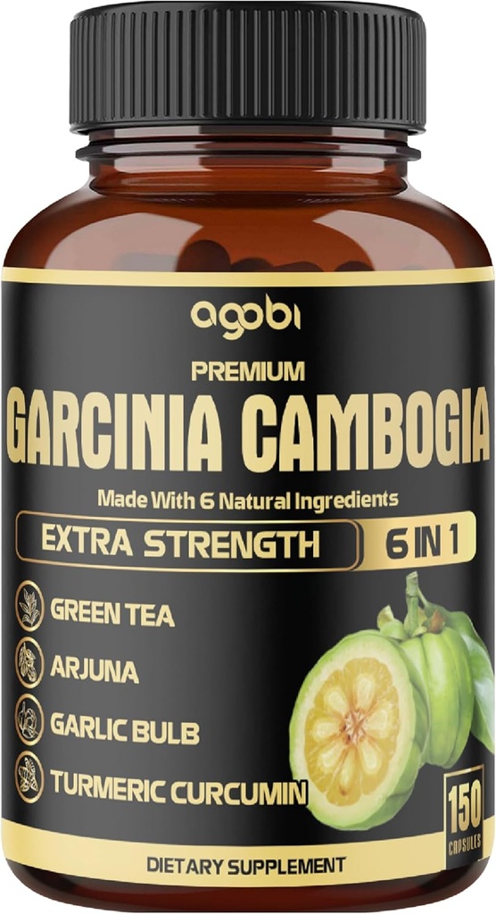 Garcinia Premium Cambogia Capsules con Té Verde, Arjuna, Ajo, Turmérica, Pimienta Negra - Body Health &amp; Immune Support Suplemento - 1 Pack 150 Caps para 5 meses