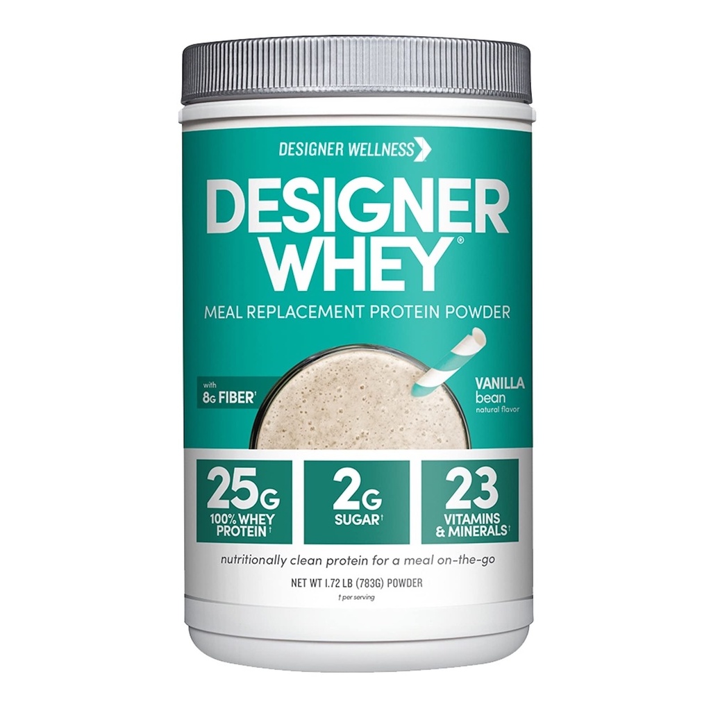 Diseñador Wellness, Diseñador Whey Protein Meal Replacement Powder, Organic Superfood Complex Carbs, Vitaminas, Minerales, Gluten-Free, Vanilla Bean, 1,72 libras