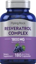 Piping Rock Resveratrol Complex 1800 mg  180 Capsules ← Grape Seed Extract ← Non-GMO, Gluten Free Supplement