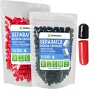 XPRS Nutra Gelatin Tamaño 4 cápsulas separadas - 100 cuenta pequeñas cápsulas vacías Separadas en bolsas - DIY tapas de píldoras ajustables - Tamaño 4 Gel Do-It-youself Vitamin Supplement Filling (Black/Red)