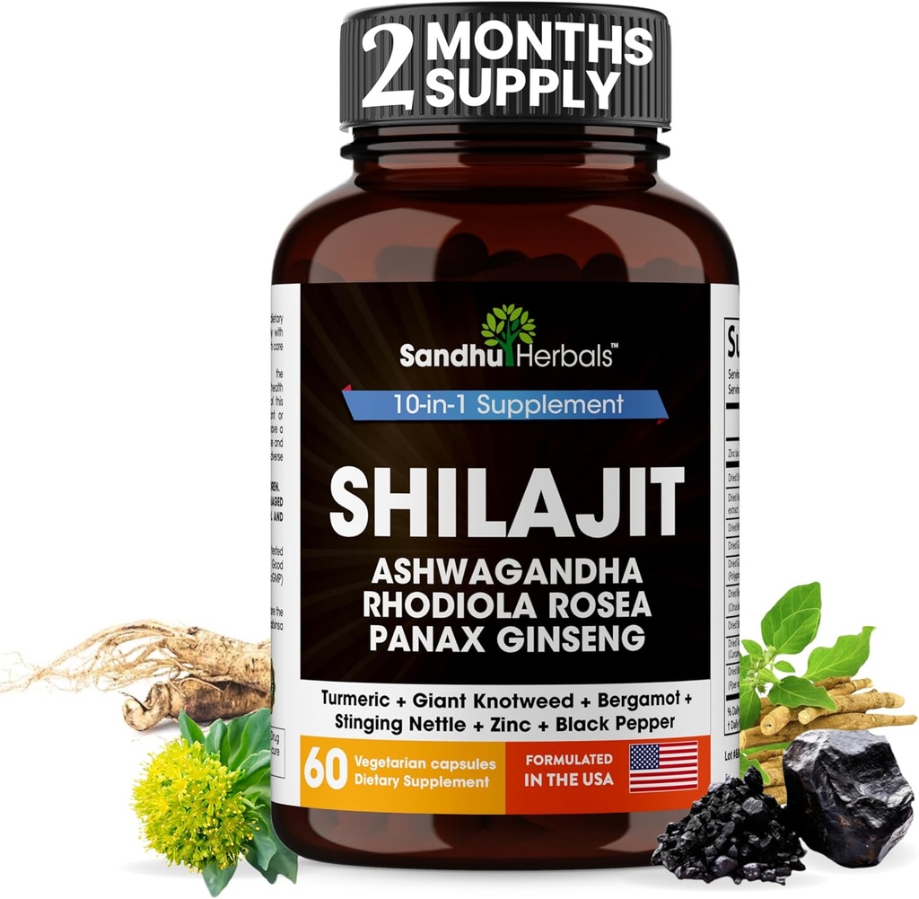 SANDHUHERBALS Shilajit Capsules for Men ' Women TEN Pure Himalayan Blend with Ashwagandha TEN High Potency and Energy Supplement TEN 2 Messs Supply ← Para Extra Power and Stamina ANTE Combo with Sea Moss