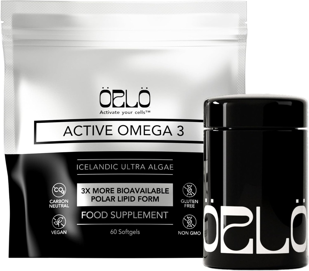 Orlo Omega 3 – Vegan Omega-3 Suplemento (EPA &amp; DHA) – Extra Strength Fish Oil & Krill Alternativa de Algae Oil (60 Mini Burpless Softgels Kit)