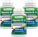 Mejores Naturales Vitamina B-12 como Metilcobalamina (Metil B12), 6000 mcg 120 Tablas sublinguales (120 Cuenta (Pack of 3))