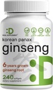Korean Red Panax Ginseng Root Extract, 7,500mg Serving, 240 Softgels – 150mg Active Ginsenosides