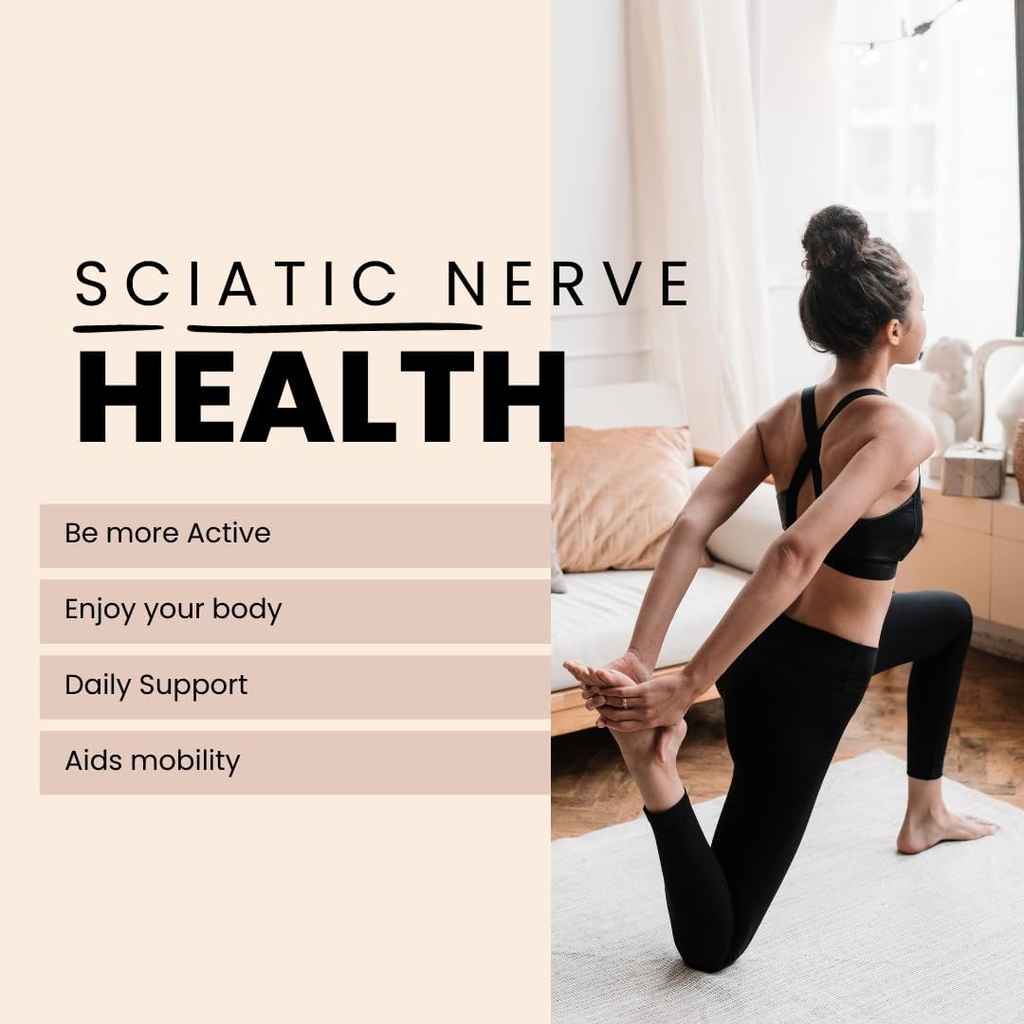Sciatica Nerve Relief Support – Suplemento natural para la espalda baja, la cadera y el malestar de las piernas – promueve la salud nerviosa, la movilidad y el confort – Herbal Blend for Sciatic Relief