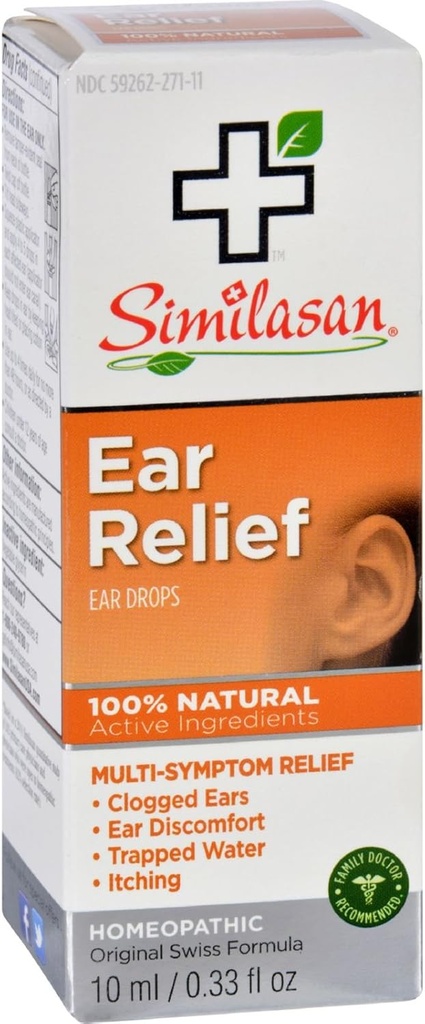 Similasan Ear Relief Ear Drops - Natural - Oído cerrado - Ear Discomfort - Agua atrapada - picazón - 10 ml (Pack of 2)