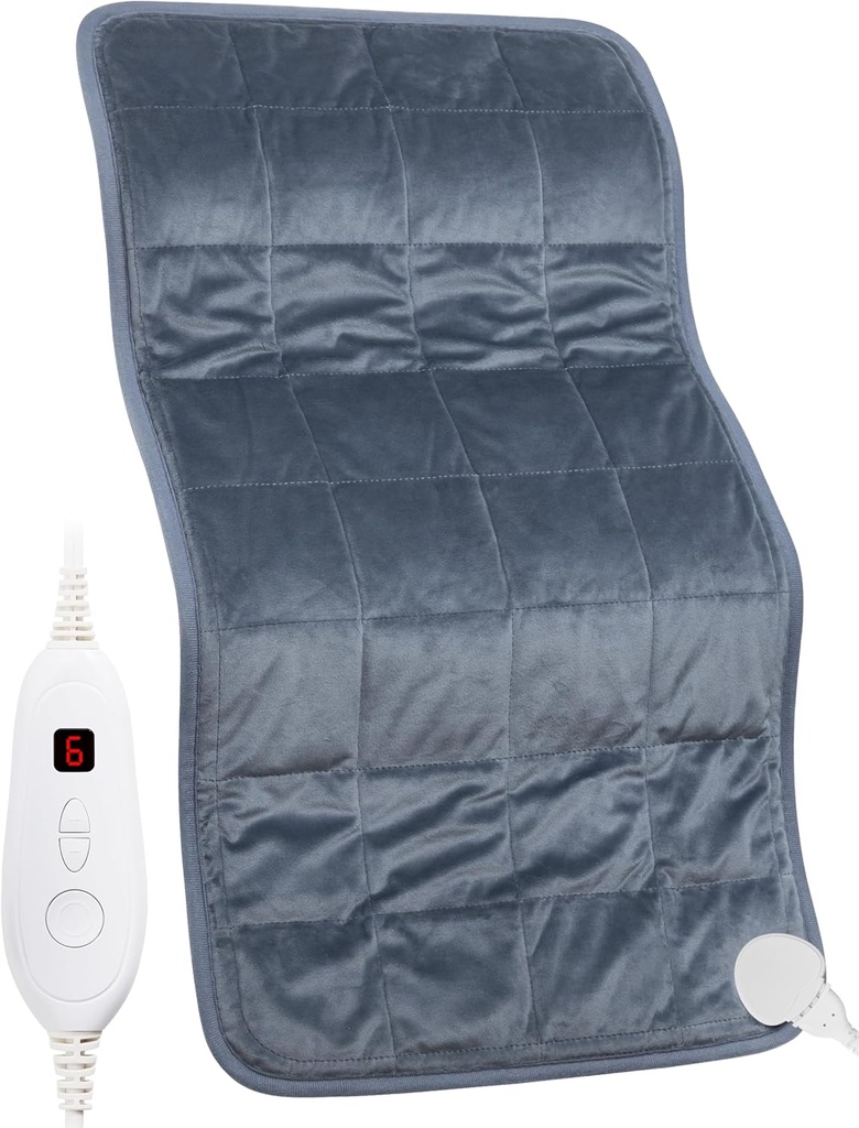 Almohadilla de calefacción de 17''x 33" XXXL Almohadilla de calor eléctrico extra-large para el alivio del dolor de espalda w / 6 Ajustes de calor 2H Auto Shut-Off, w/4.9lbs cuentas libres de BPA para los cáñamo Ametralladoras