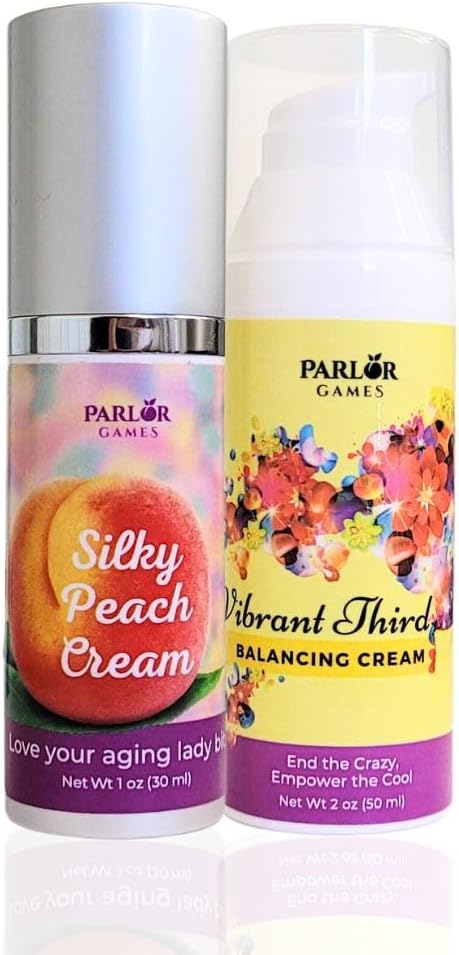 Menopause Rebalancing Bundle: Silky Peach Estriol Cream & Vibrant Third Progesterone Cream for Women. Bioidentical Estrogen " Progesterone for Hot Flashes, Vaginal Dryness, Sleep Issues " Brain Fog