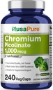 NusaPure Chromium Picolinate 1000mcg 240 Veggie Capsules (Non-GMO, Vegan)