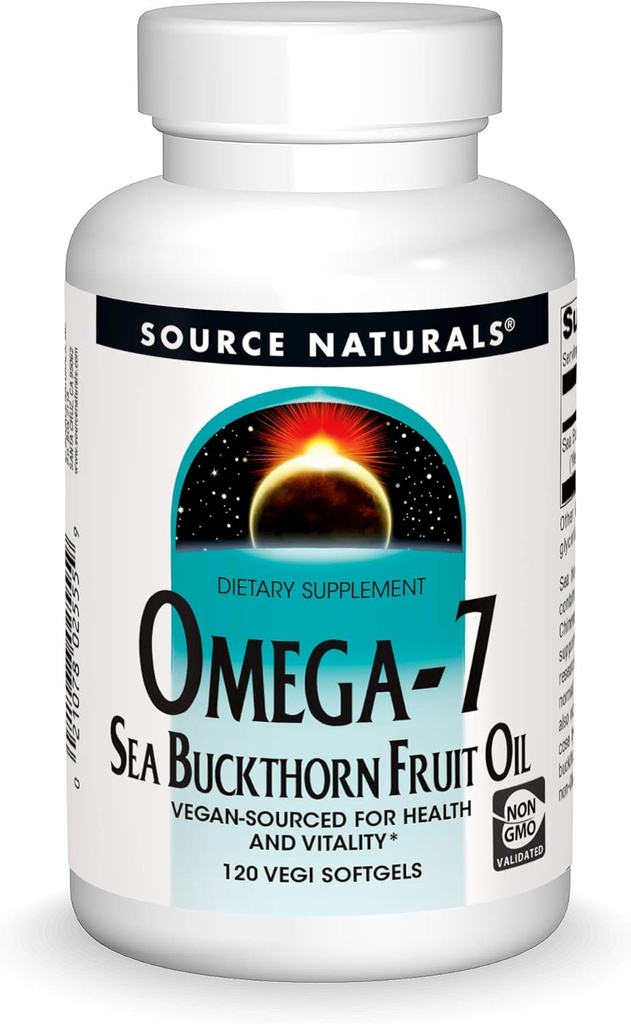 Fuente Naturales Omega-7 Sea Buckthorn Fruit Oil, Non-GMO, Vegan-Sourced for Health and Vitality* - 120 Vegan Softgels