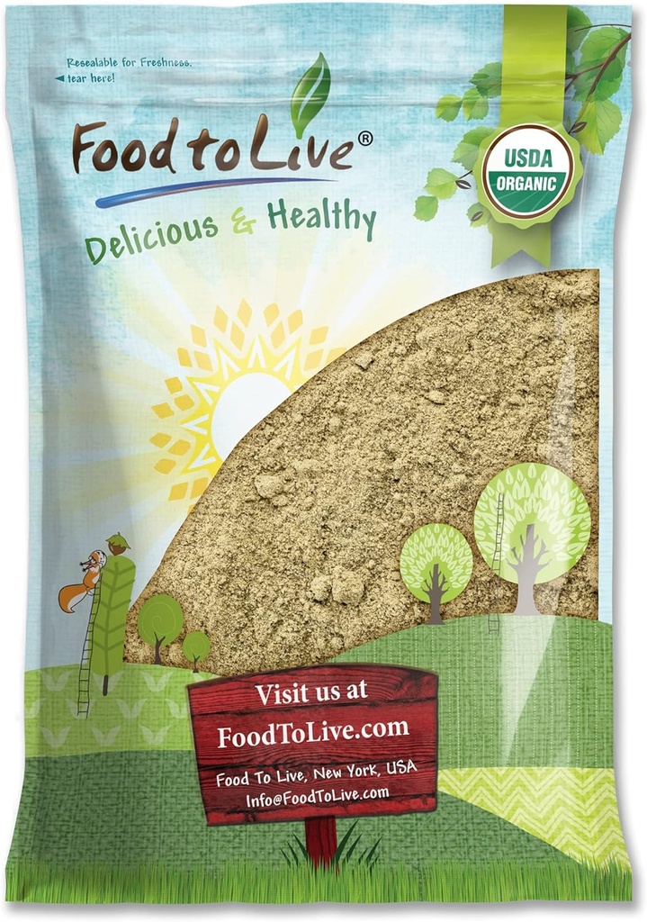 Alimentos para Vivir Powder de cáñamo orgánico, 8 libras – 50% Proteína, No GMO, Kosher, No-Irradiado, Puro, Superalimentos Veganos, Rico en hierro y fibra