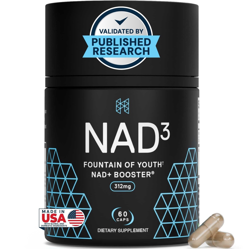 HPN NAD3 Clínico NAD+ Booster, Celular Health & Natural Energy - NAD Suplemento para el envejecimiento saludable, Apoyo metabólico, NRF2 &amp; Longevity, Nicotinamide Riboside & NMN Alternative, 60ct, 30-Day Supply