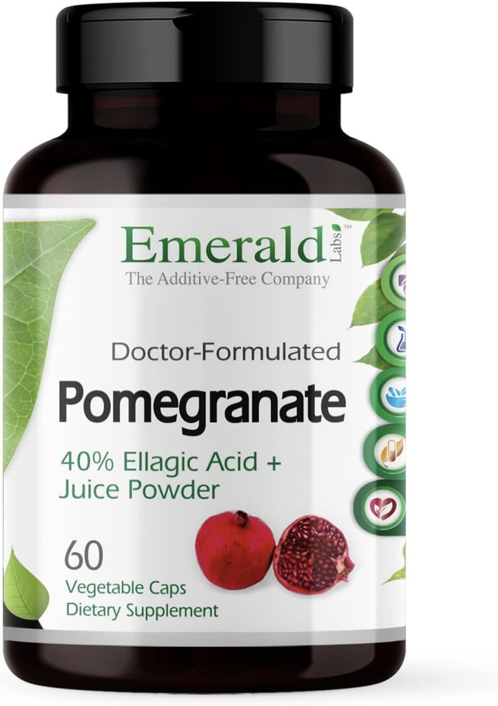 Emerald Labs Pomegranate Extract - Pomegranate Extract (40% Ellagic Acid) & Pomegranate Juice Powder for Immune Response & Heart Support* - 60 Vegetable Capsules (30-Day Supply)