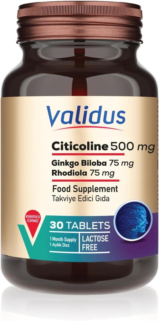 VALIDUS Citicolina 500 mg 30 Tabletas