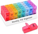 GREENCYCLE Monthly Pill Organizer 2 Times a Day, 30 Days Pill Box AM, 4 Week Pill Cases, One Month Pill Medicine Container Small Separate Compartments to Hold Vitamins, Fish Oil, Supplements