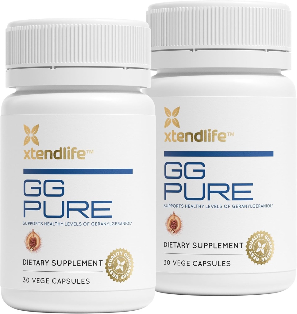 Xtendlife GG Pure Geranylgeraniol for CoQ10, Bone, Muscle & Heart Support - 150mg GG Gold de Annatto Seeds - Ideal para Usuarios Statin - 2 Month Supply (Pack of 2)