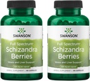 Swanson Full Spectrum Schizandra Berries - Herbal Supplement Promoting Stress Support " Liver Health - Helps Easy Body and Mind w/Natural Ingredients - (90 Capsules, 525mg Cada) (2 Pack)