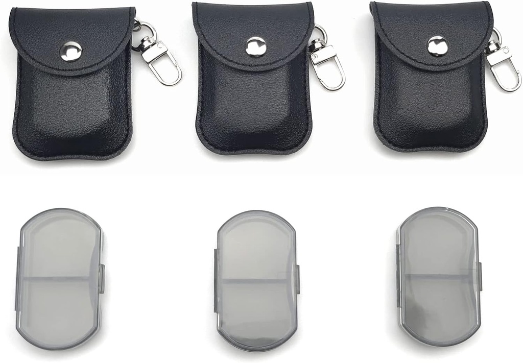 VOFOON 3 Pack Pequeño Organizador de Píldoras, Caja de Píldora de Píldoras de Cadena, Contenedor de Píldora de Bolsillos, 2 veces al día Medicina diaria Portable Vitamina Case, Caja de aceite de pescado, Caja de suplemento