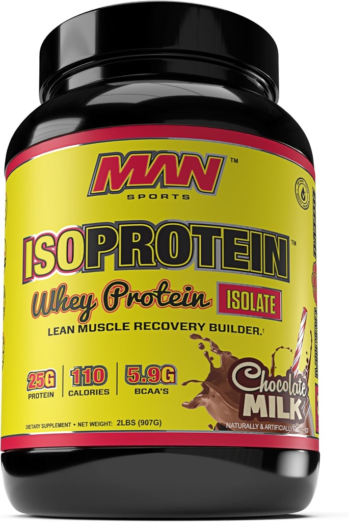 MAN Sports ISO-Protein 100% Pure Whey Protein Isolate Powder, Chocolate Milk, 2 libras