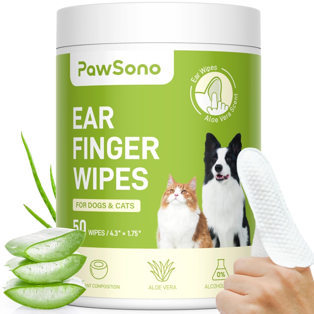 Limpiador de oídos para perros &amp; gatos, Limpiador de oídos del perro delgado, Alivio natural del gato limpiador de oído perro, suministros de salud para perros pequeño gato animal, Aloe aroma desodorización - 50 cuenta