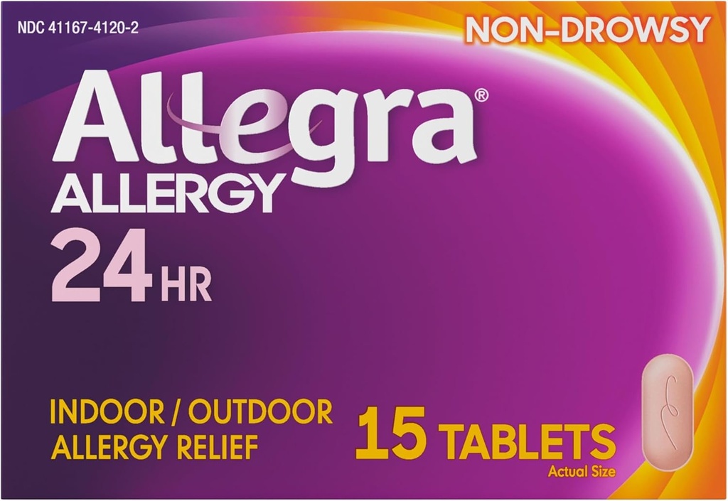 Alegra Adulto 24HR Antihistamínico no Hoja, 15 Tabletas, Alivio de la Alergia Acelerada, 180 mg