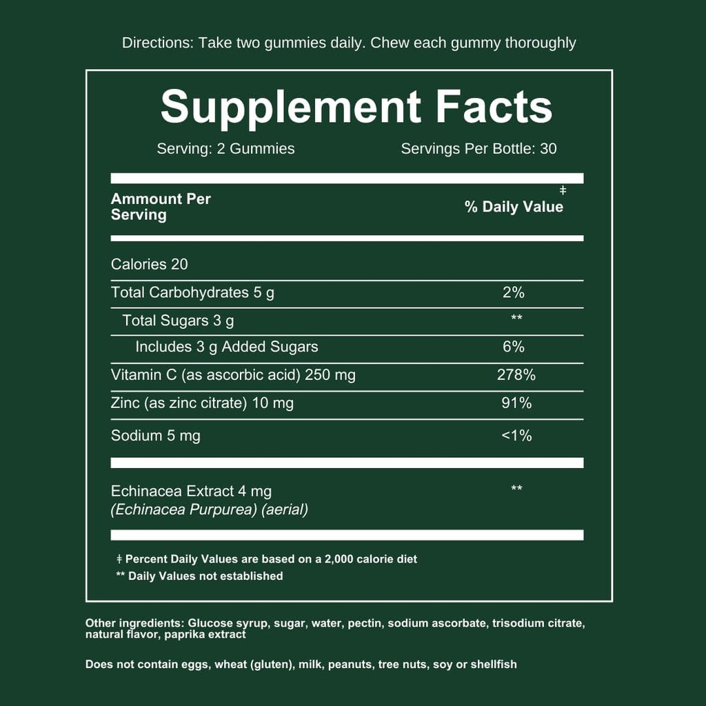 WEEM Immune Support Gummies - Vitamina C - Zinc - Echinacea - Apoyo al sistema de salud - Alternativa a las pastillas, sin gluten, Suplemento natural para niños y adultos - 3 Pack