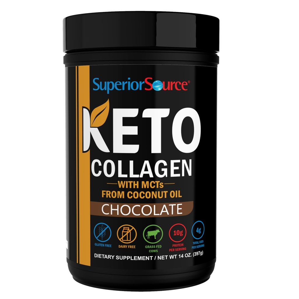 Alta Fuente Keto Collagen - Colágeno Proteína de Collagen con aceite MCT - Soporta el cabello, la piel, las uñas y la salud conjunta - sin lácteos - Chocolate, 14 oz