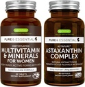 Multivitamínico &amp; Minerales para Mujeres + Astaxanthin Complex Vegan Bundle, Sustained Release Advanced Multivitamin with Iron + Natural 4 mg H. Pluvialis Astaxanthin, by Igennus