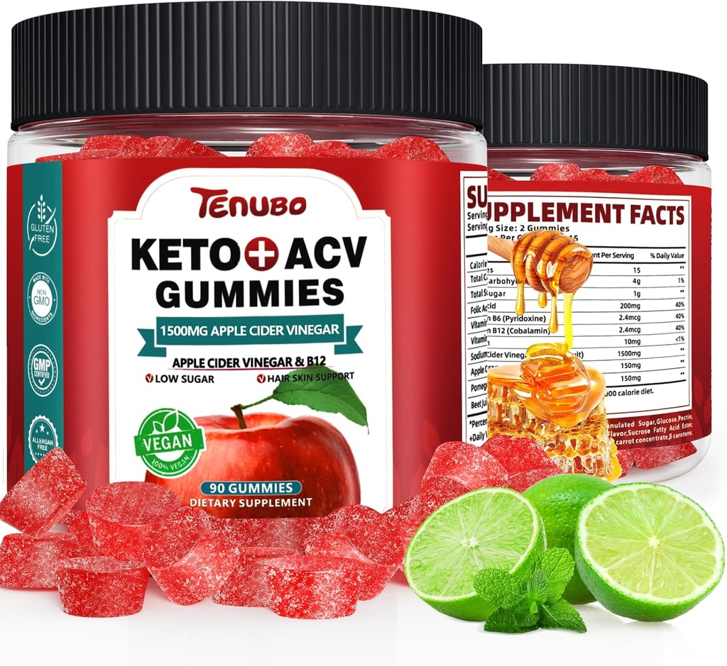 (2 Pack) 90 Conde Keto ACV Gummies Fórmula con 1500MG 180 Conde Keto ACV Gummies, Keto Diet Suplemento para Mujeres Hombres - Bajo Azúcar &amp; Gluten Gratis