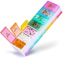 Extra Large Weekly Pill Organizer 2 veces al día - Betife 7 Day Pill Box, AM PM Pill Case with Double Layer Jumbo Compartment for Pills, Vitamina, Fish Oil, Supplements(White)