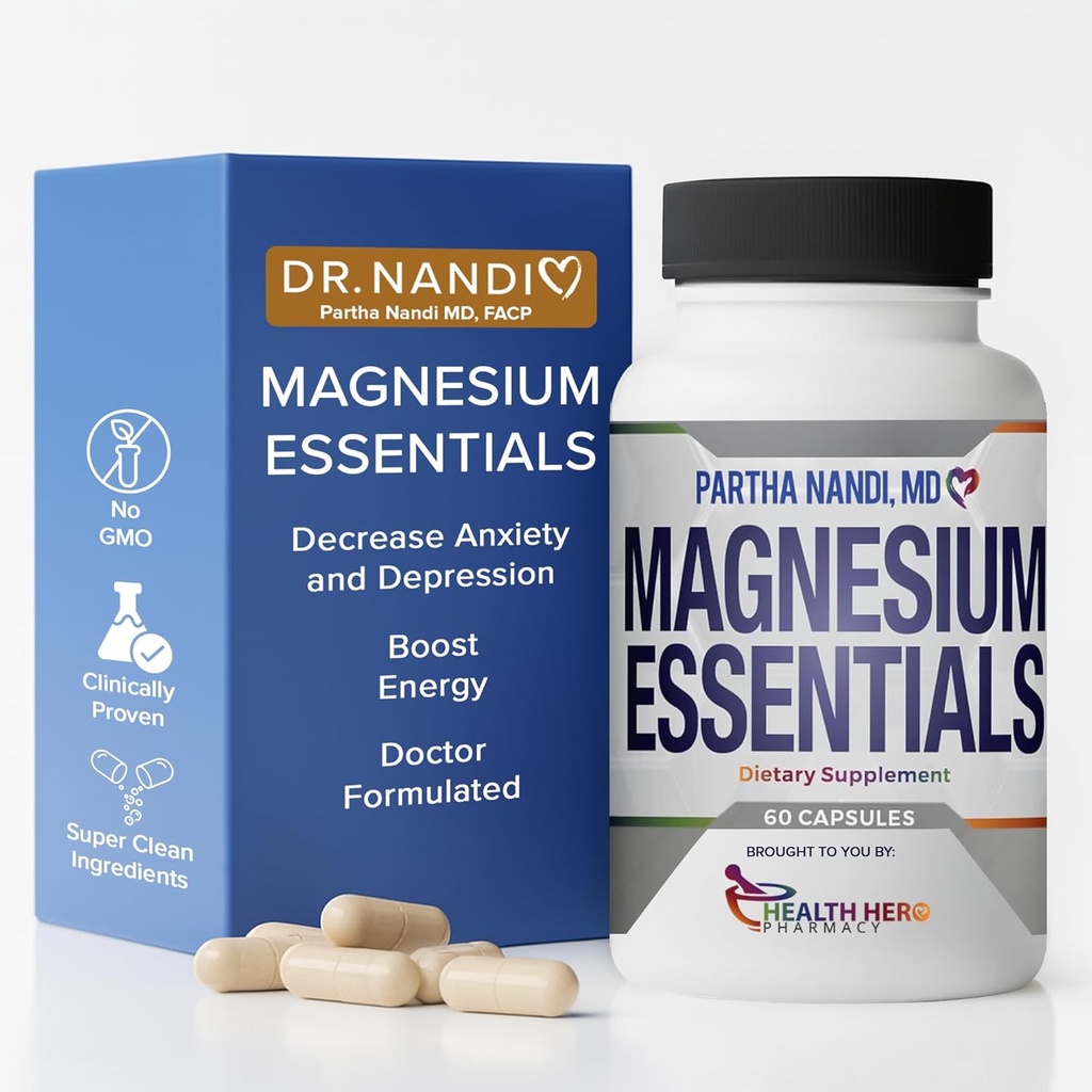 Dr. Nandi's Triple Magnesium Complex Supplement – Magnesium Citrate, Malate & Glycinate – Supports Sleep, Stress, Muscle, Nerve & Heart Health – High Absorption Formula – 235MG – 60 Capsules