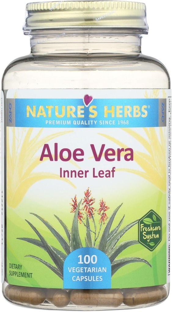 La vida de la naturaleza Aloe Vera Sor interior ← Skin Health, Digestive Support & Regularity Formula  durable with Fennel ← Non-GMO & Vegan ← No Fillers ← 100 Veg Caps
