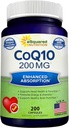 aSquared Nutrition CoQ10 (200 cápsulas y 200 mg) - High Absorption Vegan CO Q-10 Powder - Enzyme Ubiquinone Supplement Pills, Extra Antioxidante Coenzyme Q10 Vitamina, Coq 10 Alernative to Softgels