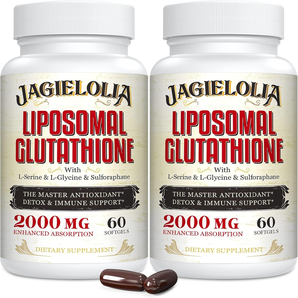 Liposomal Glutathione 2000 mg con L-Serine, L-Glycine & Sulforaphane – Active L-Glutathione Formulación única para mejorar la absorción - Master Antioxidante, detoxificación &amp; Inmuno Ø 120 Softgels