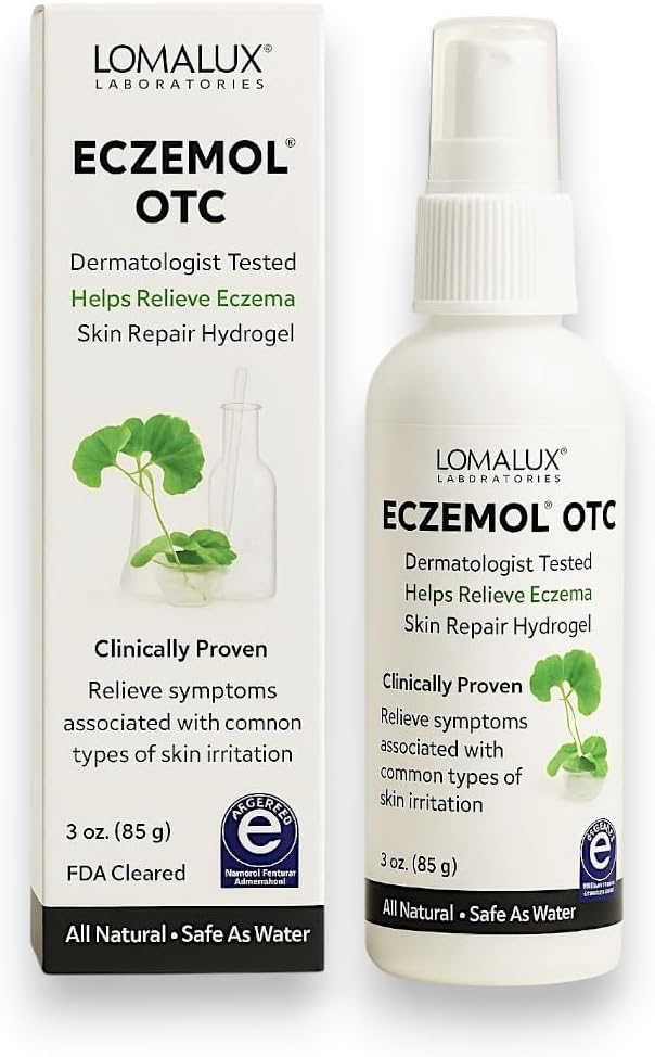 Loma Lux New Eczemol OTC Spray Natural & No Sting Hypochlorous for Eczema, Wounds, Burns, Cuts, Radiation Dermatitis, Skin Irritation, Sunburn, Itchy Skin, for Kids &amp; Adults (8 Fl Oz.)