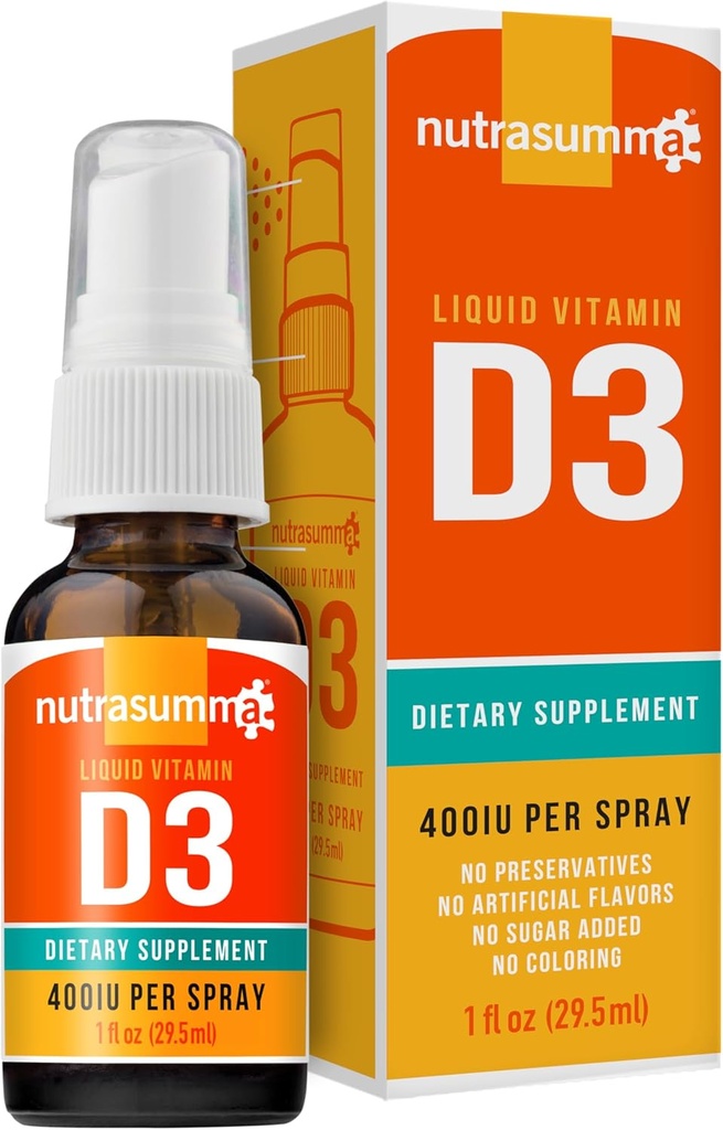 Nutrasumma Vitamina D3 1000 UI Spray -1oz- Naturalmente Alta Absorción Tarifa Apoyo Boosts Bono Sistema Inmunitario Suplemento de vitamina