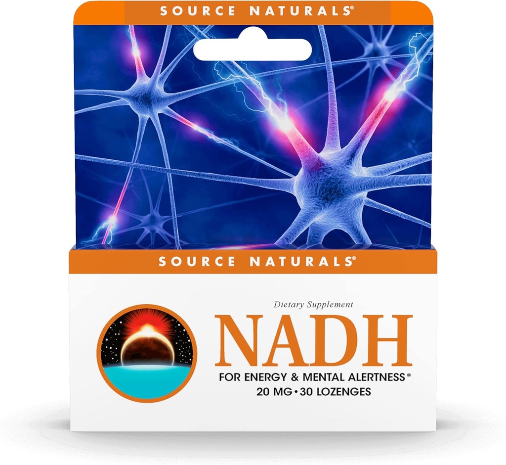 Fuente Naturales NADH 20mg, Energía Boost y Alerta Mental* - 30 Lozenges
