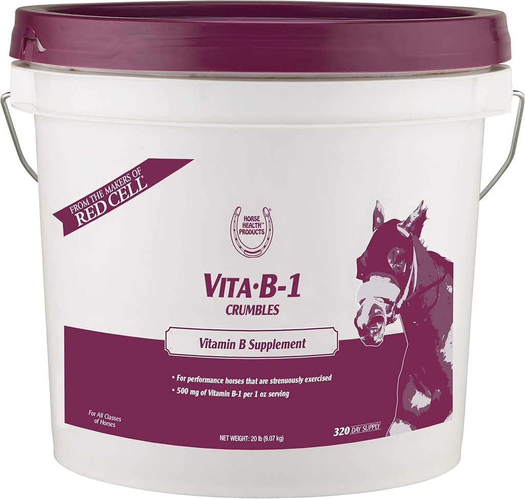 Farnam Horse Health Vita B-1 Crumbles Suplemento para Caballos, soporta la actividad muscular óptima y el metabolismo para el rendimiento, 20 libras, suministro de 320 días