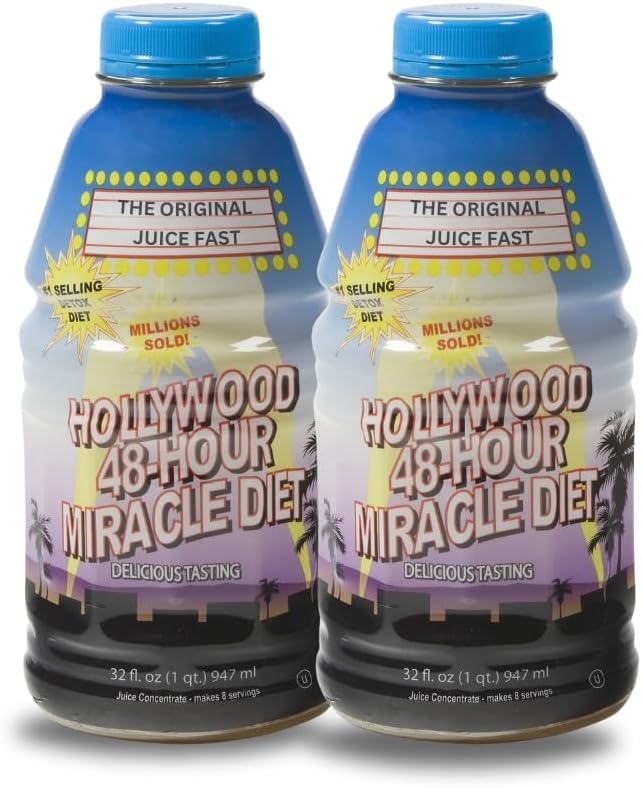 Hollywood Diet - 48-Hour Miracle Fruit Juice Cleanse Diet 2-Pack, Detox Cleanse for Weight Loss ' Rejuvenation, Food Replacement, Fast Acting Diet, Weight Loss Drink, 32 Fl. Oz.
