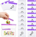 56 Pcs AM PM Pill Pouches Bolsas Travel Pill Bags Zippered Medicine Organizer Day and Night Pill Bag Reusable Plastic Pill Baggies with Slide Lock Monthly Pill Organizer 2 Times a Day (Clear, Purple)