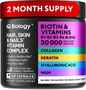 Biotina para el crecimiento del cabello Mujeres &amp; Hombres con queratina, Complejo Collagen 30000 mcg – Cápsulas para la pérdida del cabello > Esquí & uñas Vitaminas, Biotina 10000mcg y Suplementos Collagen - 120 Píldoras