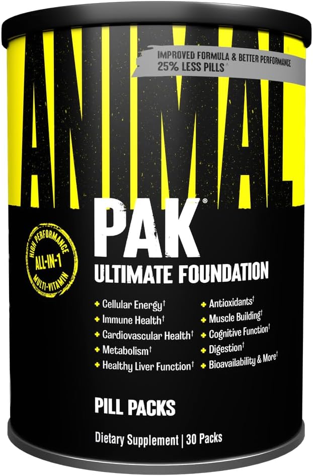 Pak animal - Multivitamínico Conveniente para Hombres &amp; Mujeres Daily All-in-One Vitamin & Supplement Pack - Zinc, Vitaminas C, B, D, Aminoácidos, e Immune Support - Sports Nutrition Performance - 30 Cuenta